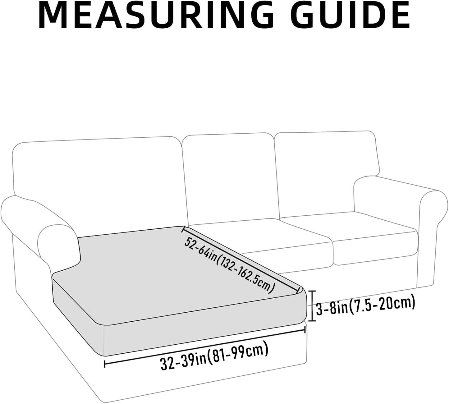 hyha Waterproof Sectional Couch Covers, Non Slip Sofa Couch Cushion Covers L Shape, Thick Stretch Jacquard Fabric, Washable Sofa Slipcovers with Elastic Bottom (1 Piece for Chaise, Green)