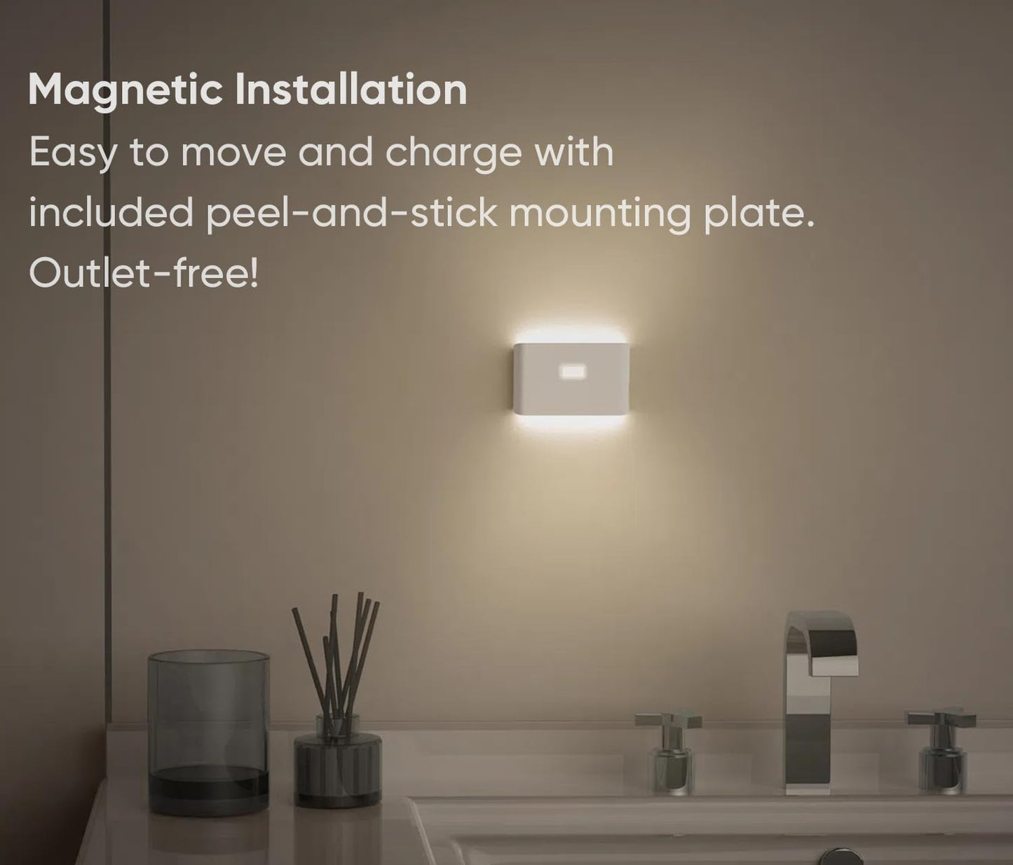 Rechargeable LED Night Lights with Motion & Dusk-to-Dawn Sensors - Soft White Stair Lights for Bathroom, Hallway, Bedroom - Magnetic Mount, Expandable Link System - 3 Pack