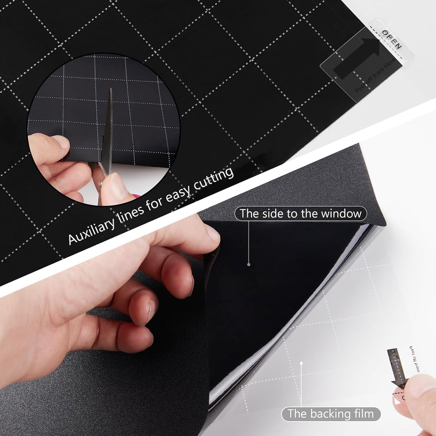 Kromapolis Blackout Window Privacy Film Total Light Blocking Room Darkening Window Covering, Removable Static Cling Frosted Glass Tint, Non-Adhesive, Black 23.6'' x 78.7''