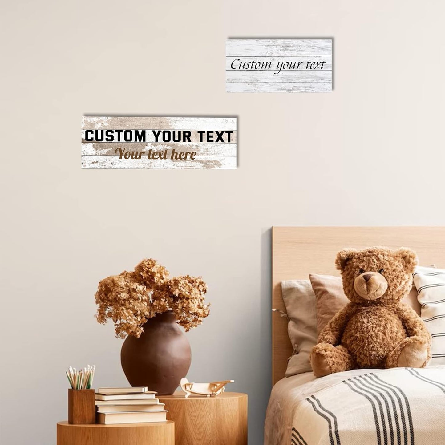 LZIMU Custom Signs for Wall Personalized Canvas Prints Sign with Your Text Customized Family Sign Wall Art for Rustic Farmhouse Home Decor (5"x10")