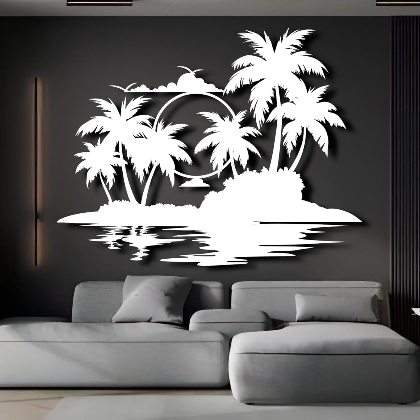 Palm Tree Metal Wall Decor,Palm Tree Metal Wall Art,Metal Palm Tree,Metal Palm Tree Wall Decor,Tropical Metal Wall Art,Beach Wall Decort,Metal Wall Decor (style 2,black,28 L" x 22 W" / 70 x 55 cm)