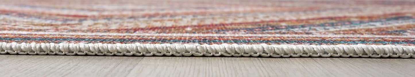 Keen Home Design 5x7 Rug - Machine Washable Area Rug with Non-Slip Backing, Ideal for Living Room, Dining Room, Bedroom - Vintage, Easy Clean, Durable, Low Pile Rug - (5' x 7')