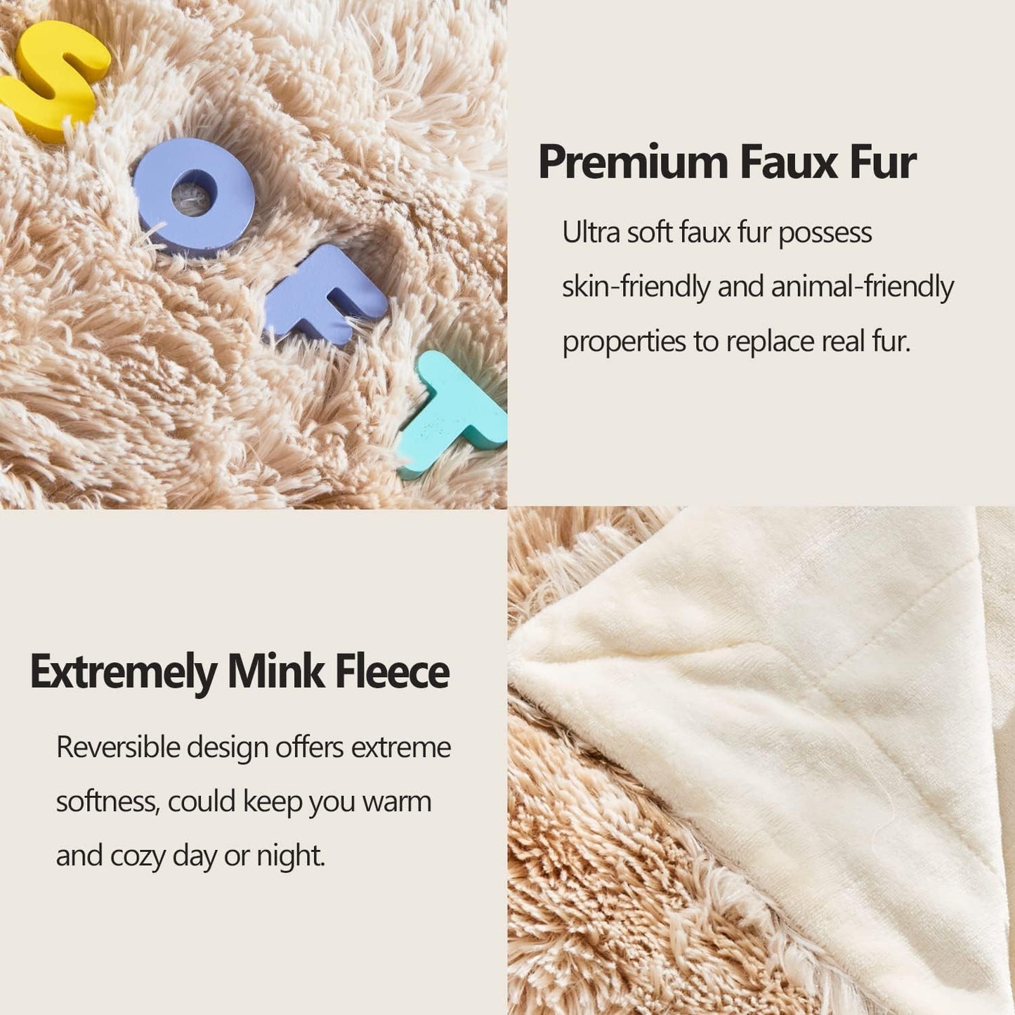 GONAAP Fuzzy Faux Fur Throw Blanket Tie-dye Beige Super Soft Cozy Plush Fuzzy Shaggy Blanket for Couch Sofa Bed (Tie-dye Beige, Throw(50"x60"))