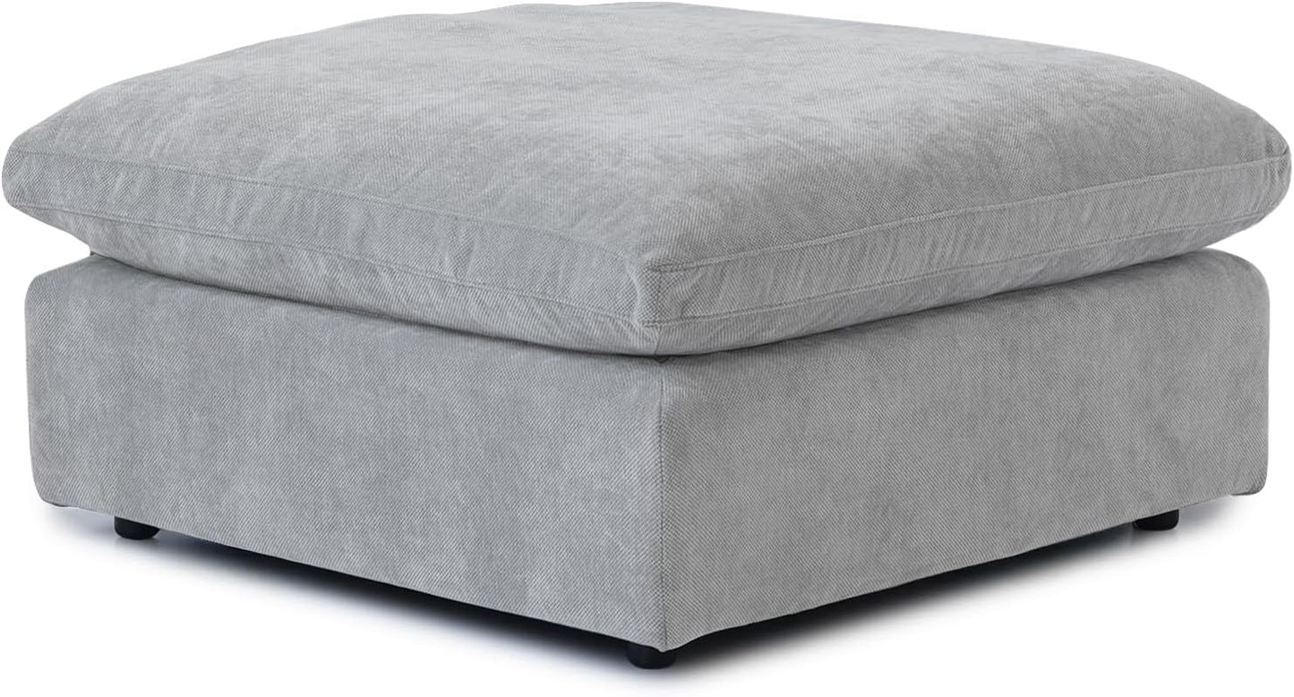 JACH Modular Ottoman Seater for Living Room, Cushion Covers Removable, Minimalist Comfy Footstool, Breathable Ottoman for Living Room Apartment (Light Grey)