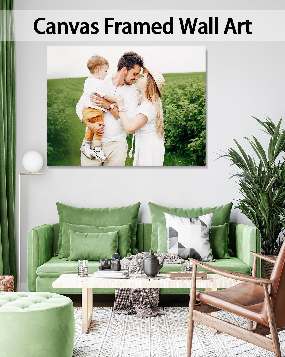 Personalized Custom Canvas Wall Art, Custom Canvas Prints with Your Photos for Living Room, Bedroom, Wedding Pet Baby Family Photo Framed Wall Art, Customized Photo Gift for Family,Friend,Lover,Pet (30L" x 20W")
