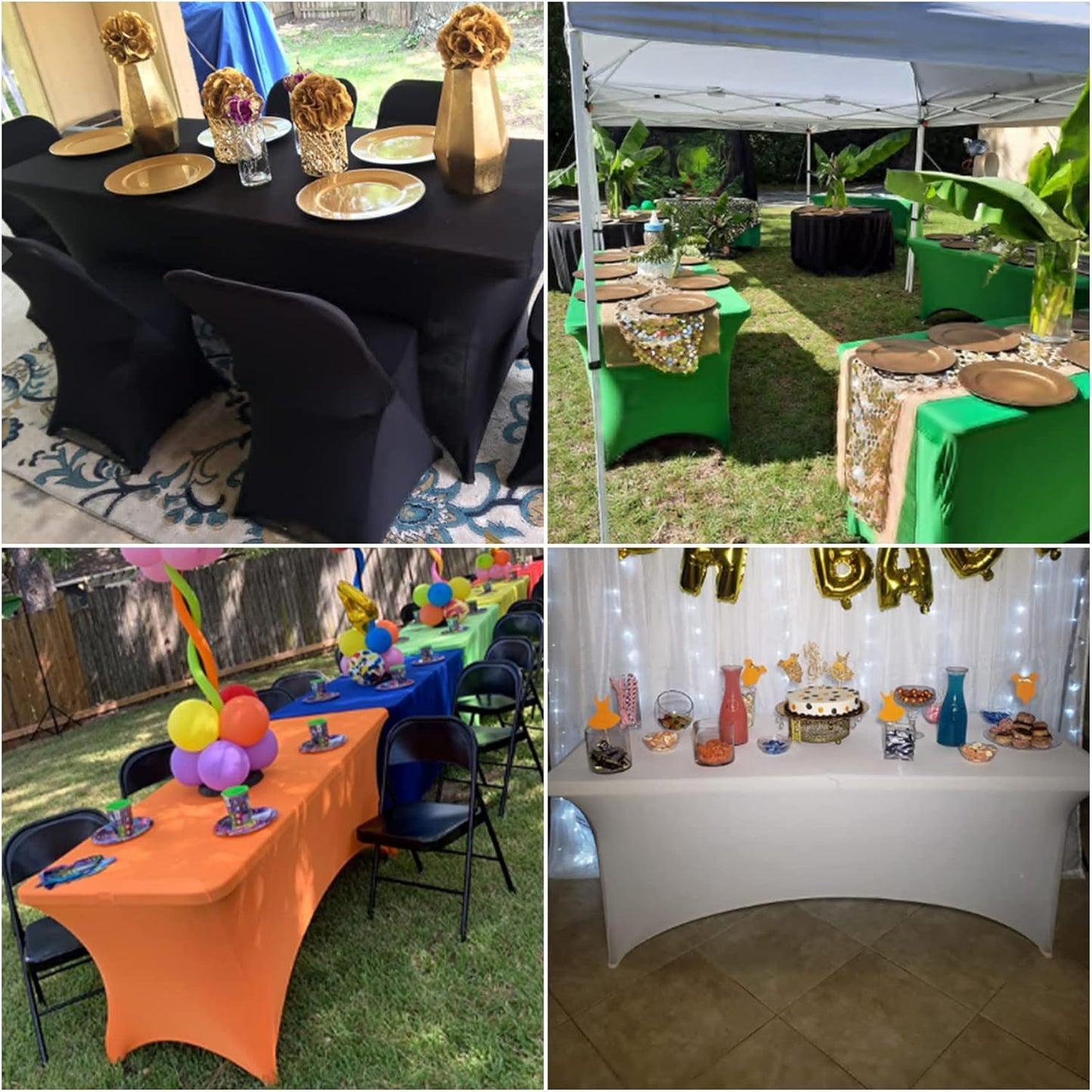 2Pack Spandex Waterproof Table Covers 6ft,Spandex 6ft Waterproof Table Cover for Party,Wedding, Banquet, and Events(Pink)