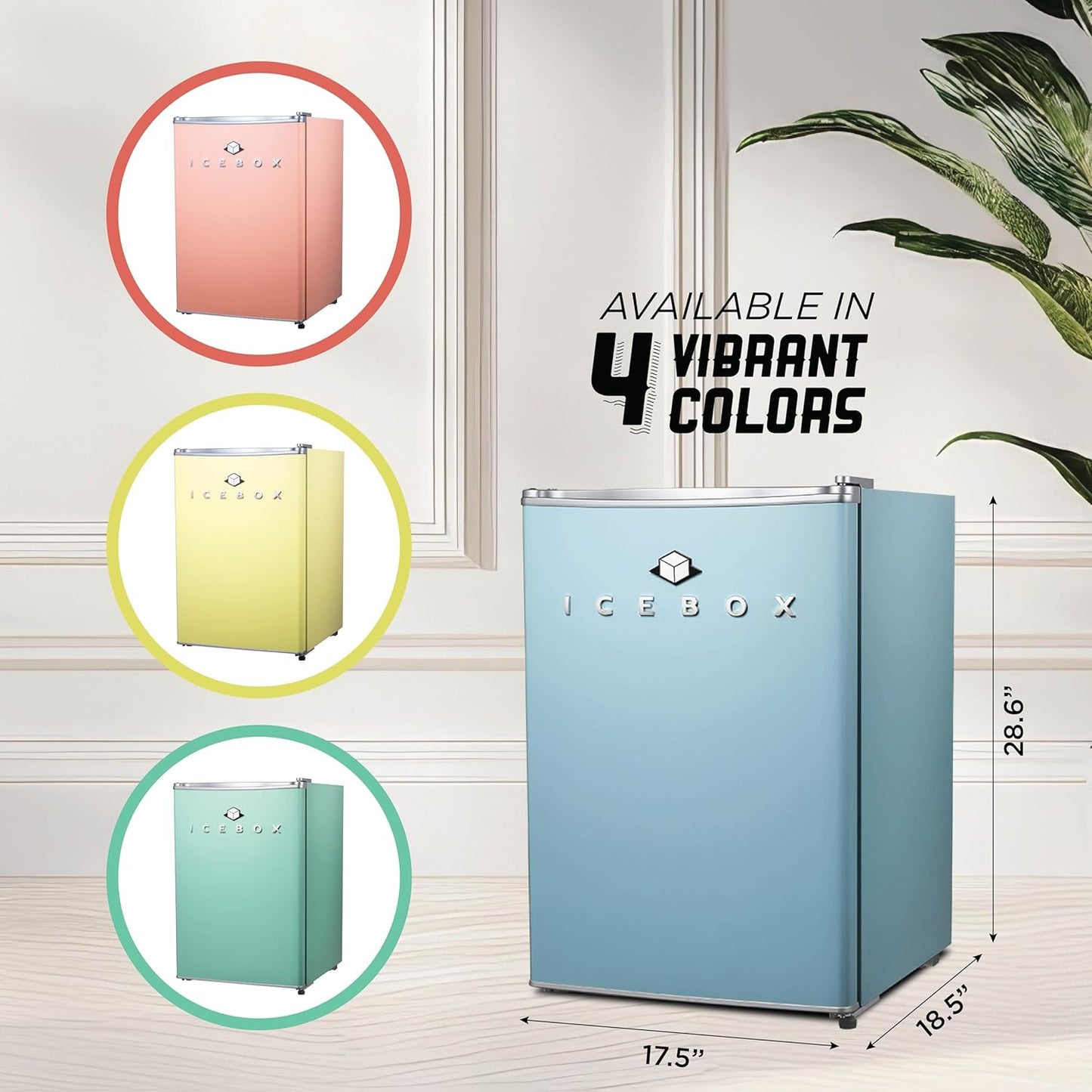 IBCR25SLT Compact, Energy Star Certified Small, Single Door Mini Fridge with Freezer Refrigerator, Large (2.5 cu ft), Slate Blue