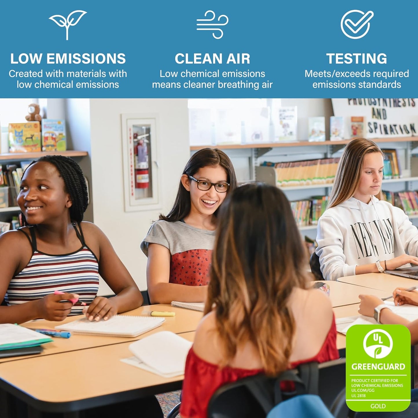 Factory Direct Partners FDP Rectangle (24 x 48 inch) Classroom Table with Adjustable Chunky Toddler Legs (15-24 in); Preschool, Kinder and Daycare Furniture - Pasadena Oak Top/Black Edge and Legs