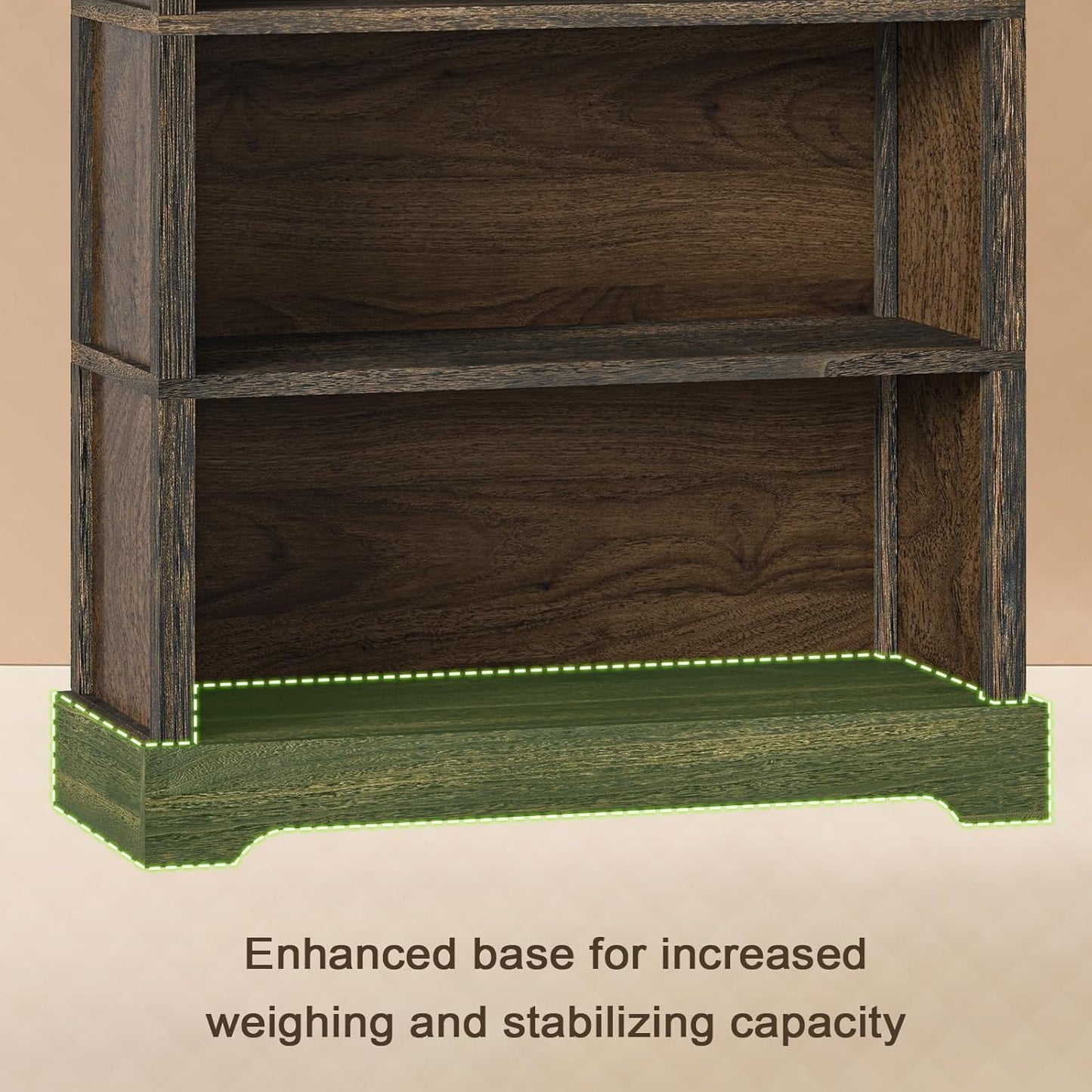 TVU 5-Shelf Wood Bookcase, 65 Inch Tall Bookshelf with Storage, Floor Standing Display Book Shelf, for Living Room Bedroom Study Office, Rustic Brown