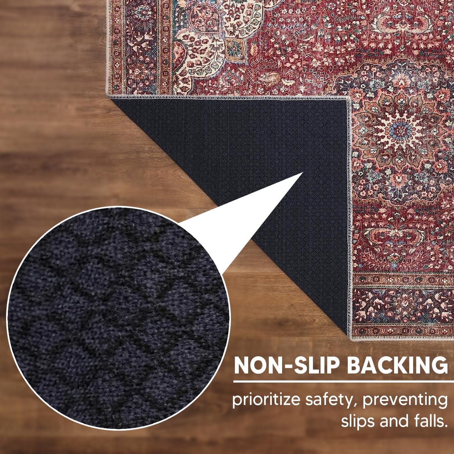 Keen Home Design 2x12 Rug - Machine Washable Runner Rug with Non-Slip Backing, Ideal for Hallway, Entryway, Kitchen, Laundry Room - Vintage, Easy Clean, Durable, Low Pile - (2'6" x 12')