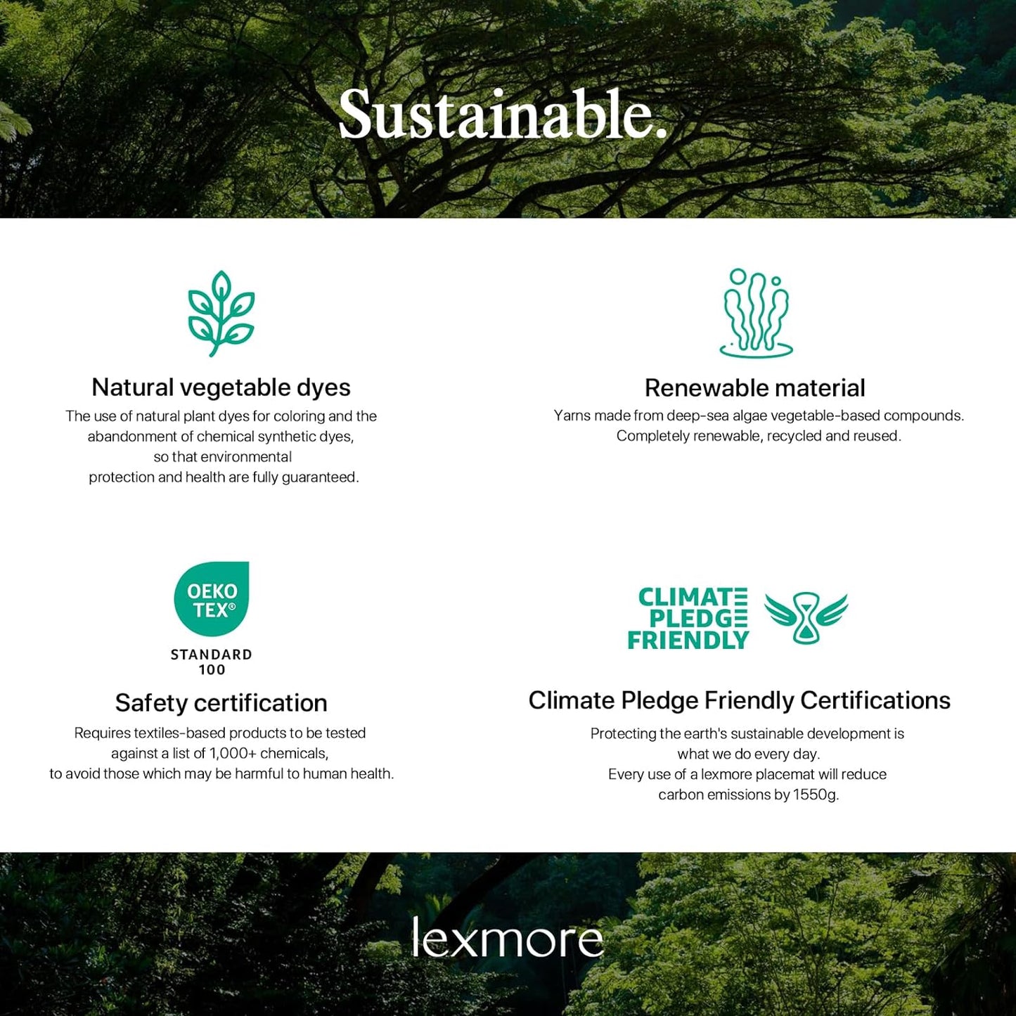 LEXMORE Placemats Set of 8 Vinyl/Plastic Woven Place Mats for Kitchen Table Indoor/Outdoor Washable Placemat Wipeable Dining Table Mats(Pea Green)