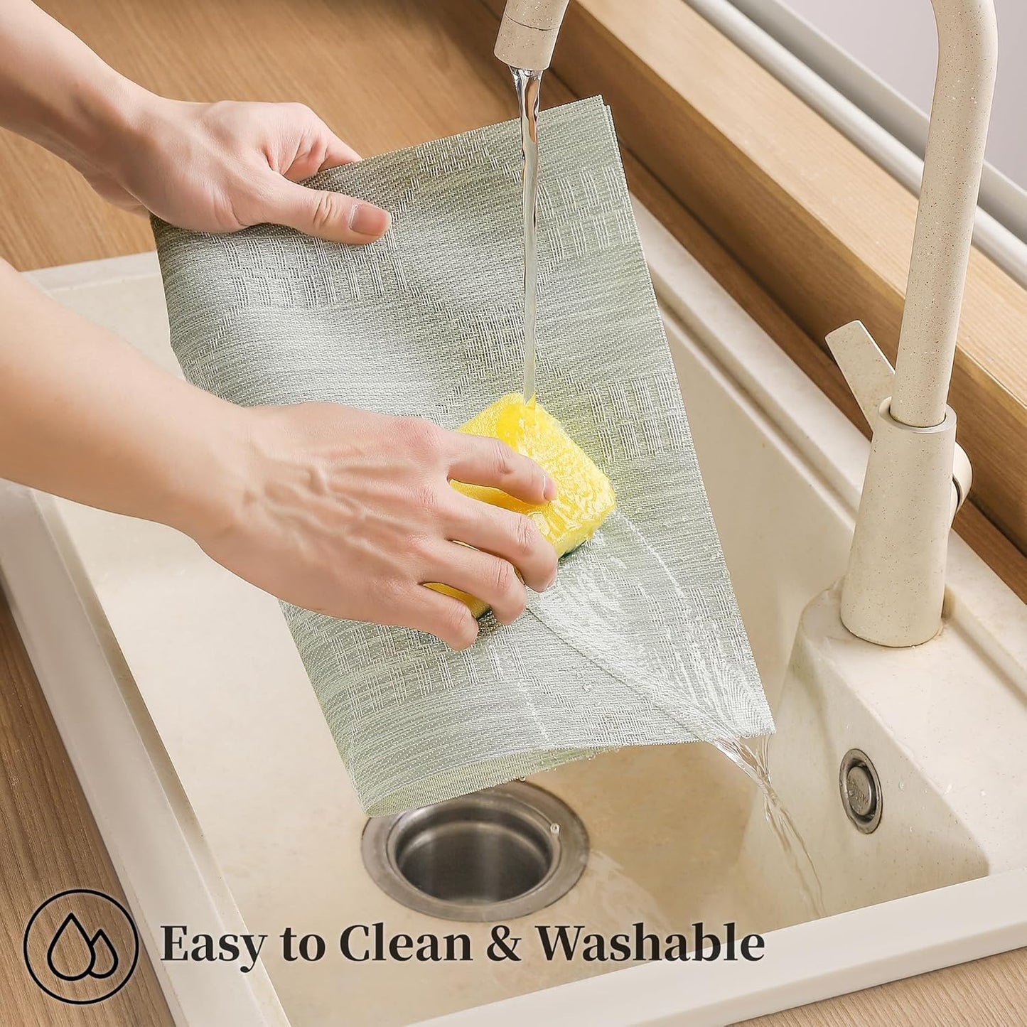 Leetaltree Mint Cream Placemats Set of 12 - Heat Resistant Non-Slip Place mats for Dining Table, Washable Durable PVC Vinyl Woven Table Mats(Mint Cream, 12)