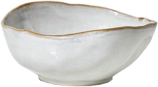 Serene Spaces Living Small Free-Form Edge Glazed Ceramic Bowl, Centerpiece for Vintage Weddings, Events, Measures 6" Long, 5.5" Wide, 2.75" Tall