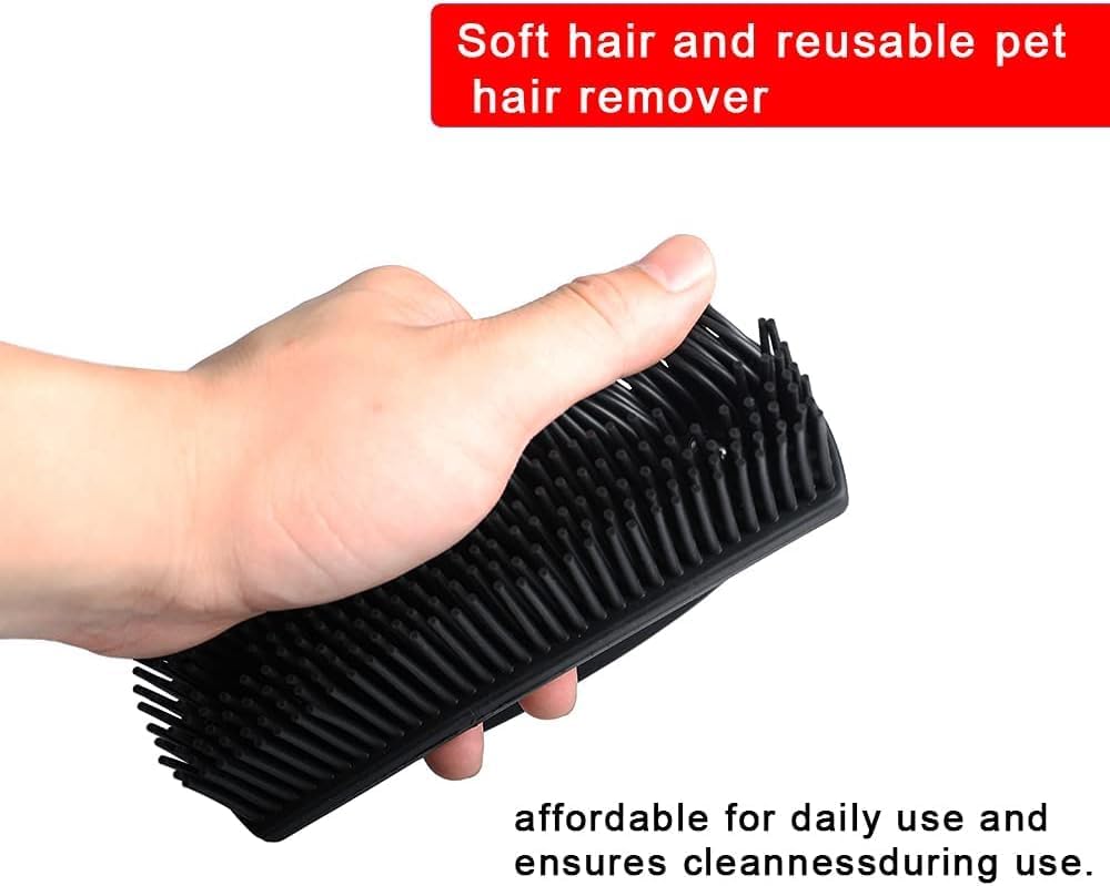 Rubber Pet Hair Removal Brush Lint & Hair Removal Cat Dog Hair Remover Brush Pet Hair Removal Tool Silicone Lint and Debris Remover for Cleaning,Grooming,Lint and Fur Removal,Home (Red&Black)