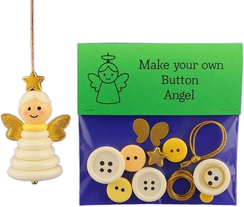DIY Christmas Button Ornament Making Set - Snowman/Santa/Angel, Fun Holiday Craft Kit for All Ages, Ideal Xmas Tree Hanging Decor & Festive Gifts (30 pcs-B)