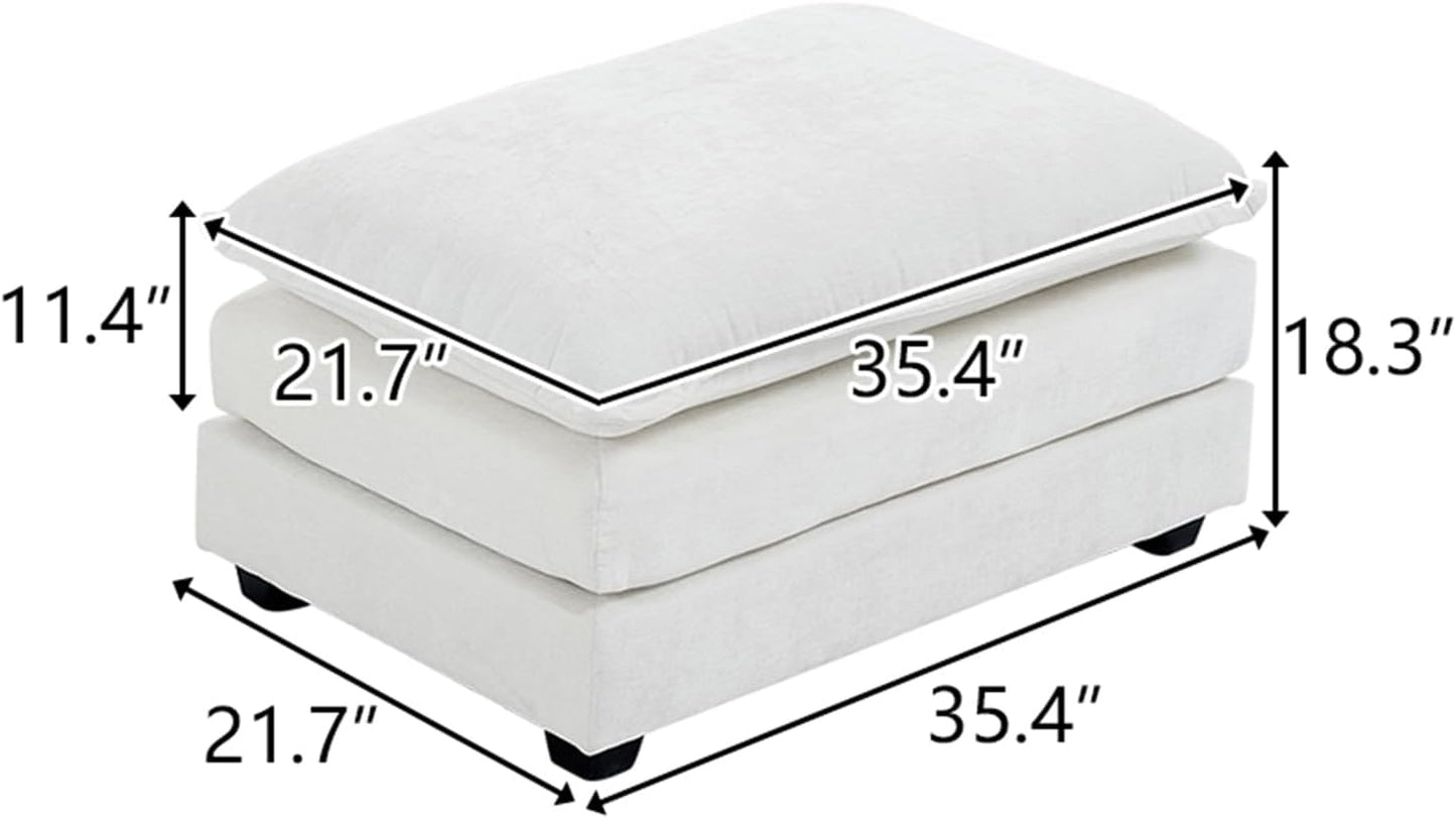 Karl home Modular Ottoman for Sectional Sofa, Chenille Comfy Upholstered Furniture for Living Room, Apartment, Studio, Office, (Ottoman, Beige)