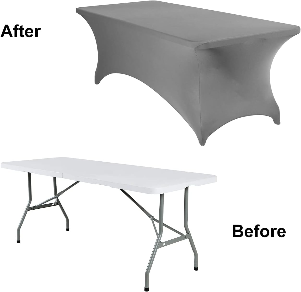Spandex 8ft Waterproof Table Cover for Party,Wedding, Banquet, and Events(Gary)
