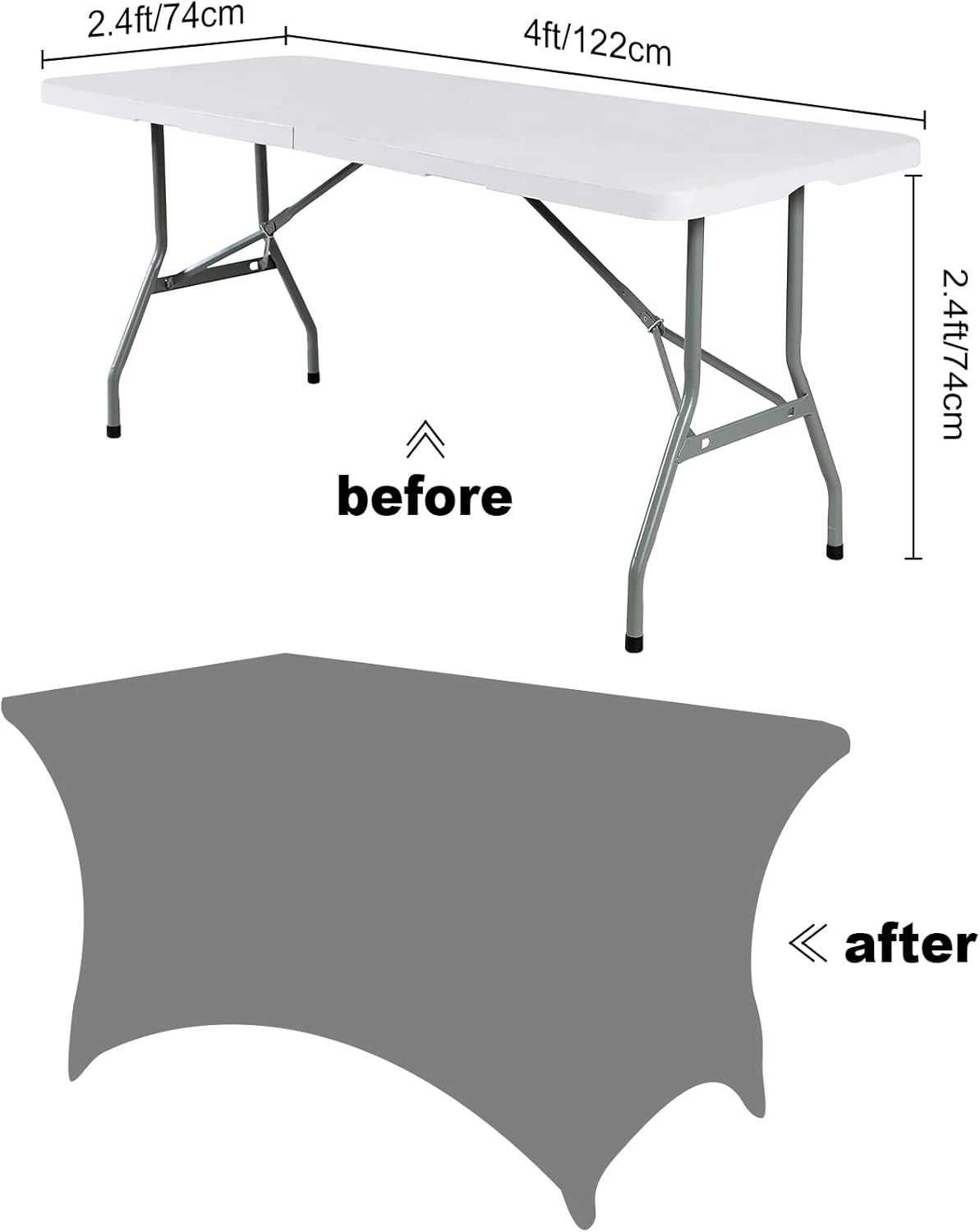 SuperO 2Pack Waterproof Spandex Table Cover for 4FT Table Universal Fitted Stretch Tablecloth for Party, Banquet, Wedding and Events-Navy