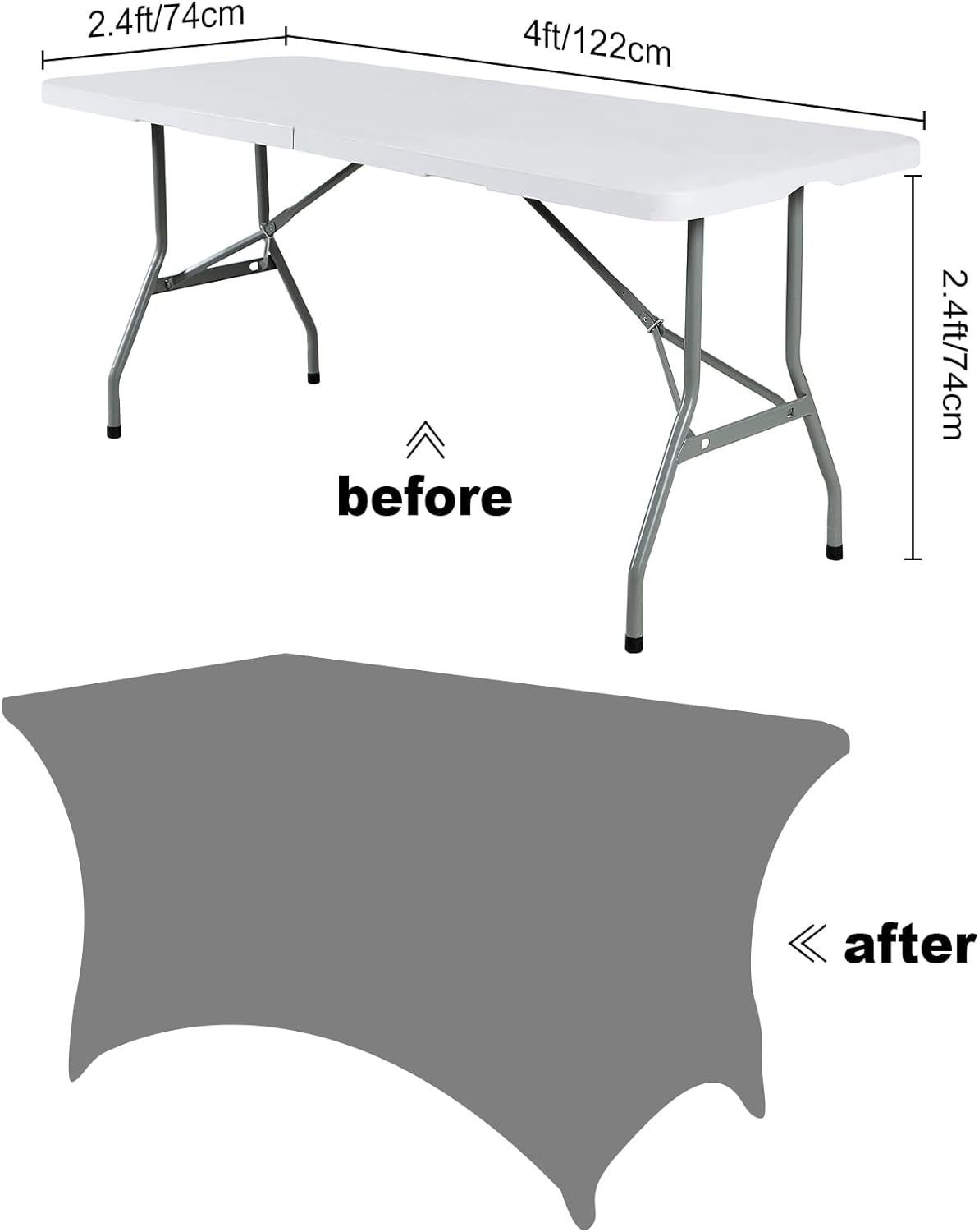 SuperO Waterproof Spandex Table Cover for 4FT Table Universal Fitted Stretch Tablecloth for Party, Banquet, Wedding and Events-Emerald