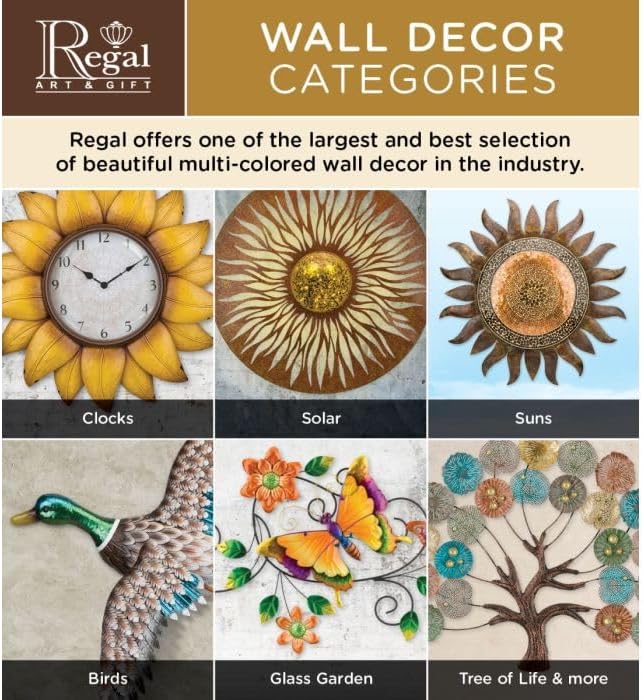 Regal Art & Gift Dazzle Large Metal Sun Wall Decor - 36 Inch | Indoor Outdoor Rust-Resistant Sunburst Sculpture | Eye-Catching Metal Sun Wall Art Accent for Patio, Garden, Living Room