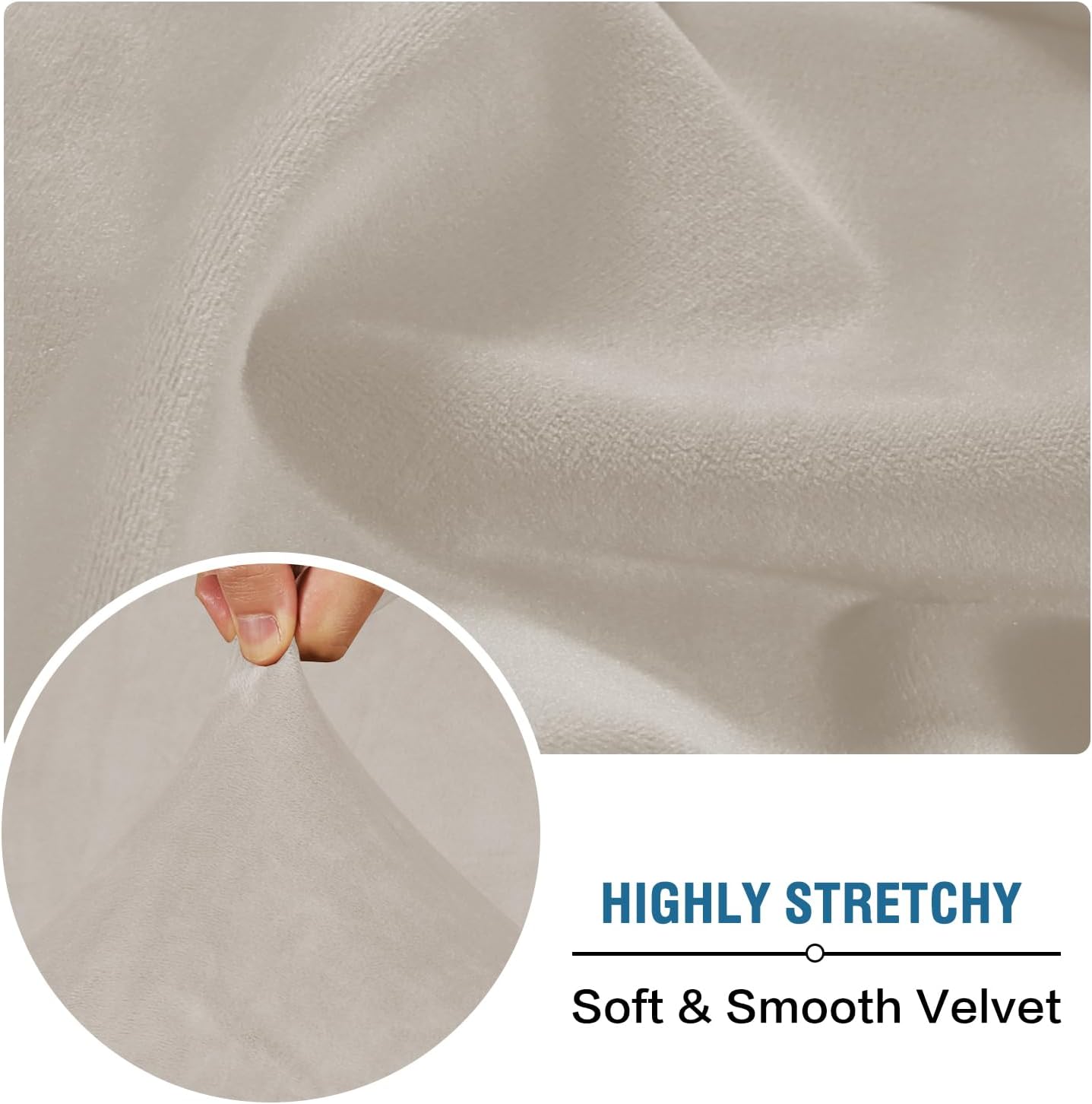 H.VERSAILTEX Velvet Stretch Individual Couch Cushion Cover Plush Cushion Slipcover for Loveseat Sofa Cushion Furniture Protector Seat Cushion Sofa Cover (1 Piece Sofa Cushion Cover, Oatmeal)
