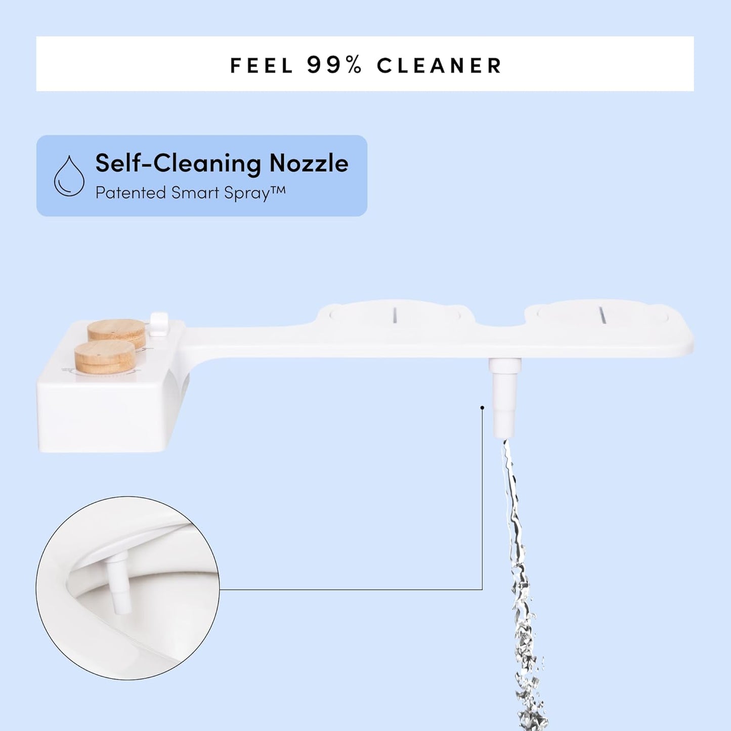 TUSHY Spa Royale Warm Water Bidet Seat Attachment. Self Cleaning Water Sprayer, Adjustable Pressure Nozzle, Angle Control. (Requires Sink Access for Water Temperature Control), Gold Knobs