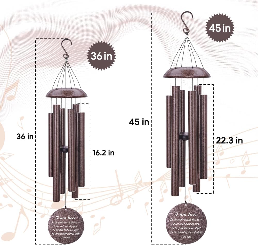 Personalized Sympathy Wind Chimes, Personalized Wind Chimes for Loss of Loved One, Commemorative Sympathy Gifts for Funerals, in Memory of Dad/Mom/Husband/Wife, Ship from US