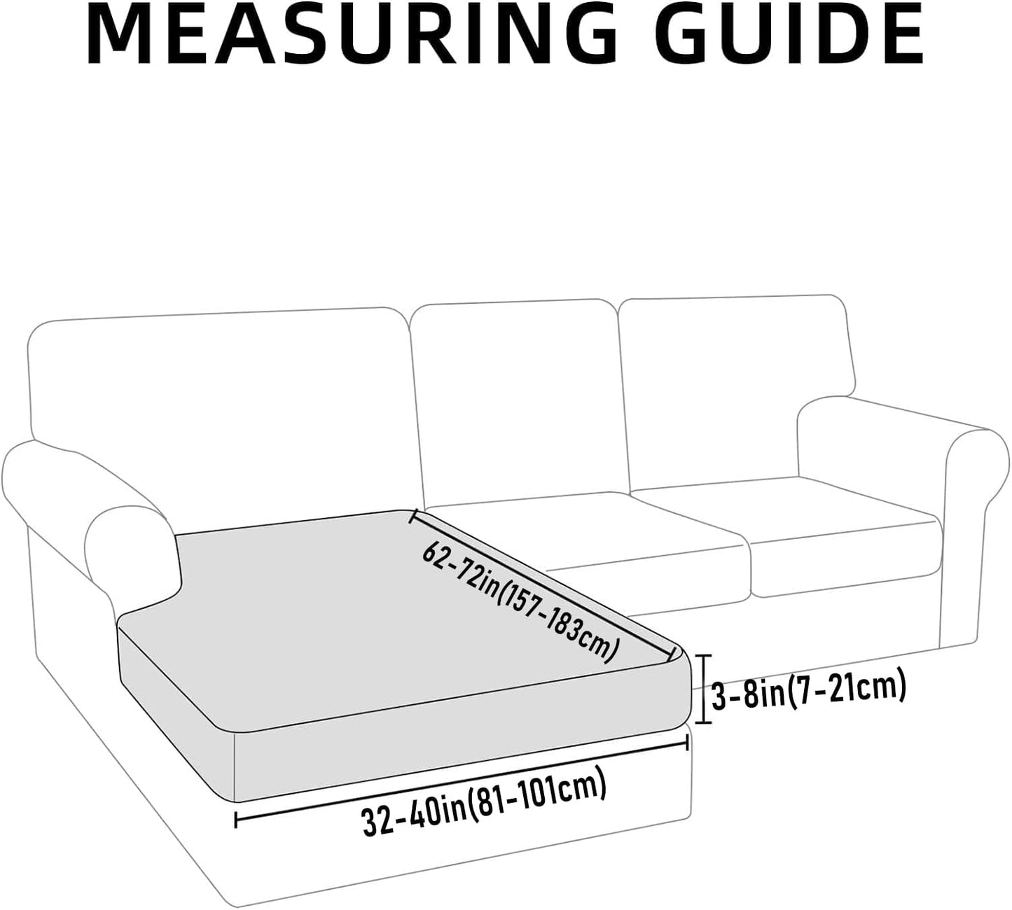 hyha Waterproof Sectional Couch Covers, Non Slip Sofa Couch Cushion Covers L Shape, Thick Stretch Jacquard Fabric, Washable Sofa Slipcovers with Elastic Bottom (1 Piece for Chaise XL, Green)