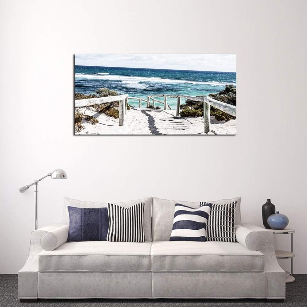 DZL Art S74250 Rottnest Island Beach Seascape Painting Sea Nature Pictures Wall Art Canvas Prints Painting Ready to Hang for Living Room Bedroom Decor Office Wall Decor Home Decoration