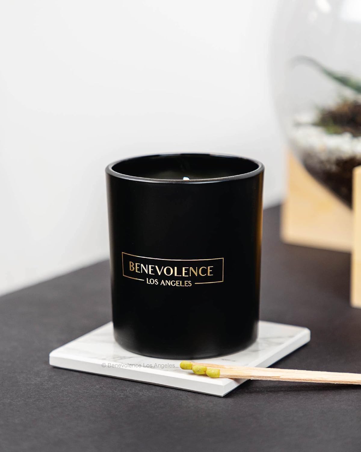 Benevolence LA Bergamot & Jasmine Scented Candle | Soy Candles, Black Candle for Home | Gifts for Women and Men | Home Fragrance | Aromatherapy | 8oz, 45 Hour Burn - Jasmine