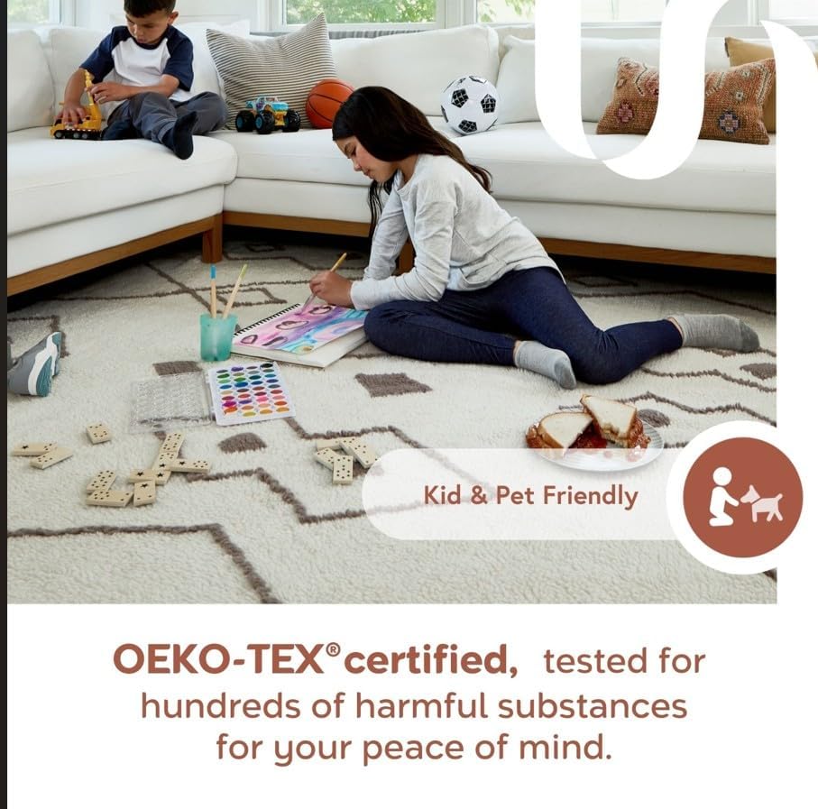 nuLOOM 7'6" x 9'6" Cozy Plush Area Rug, Machine Washable, Non-Slip, Soft Fluffy Shag Carpet for Living Room Bedroom Kids Room Nursery Home Decor, Jeni Grey