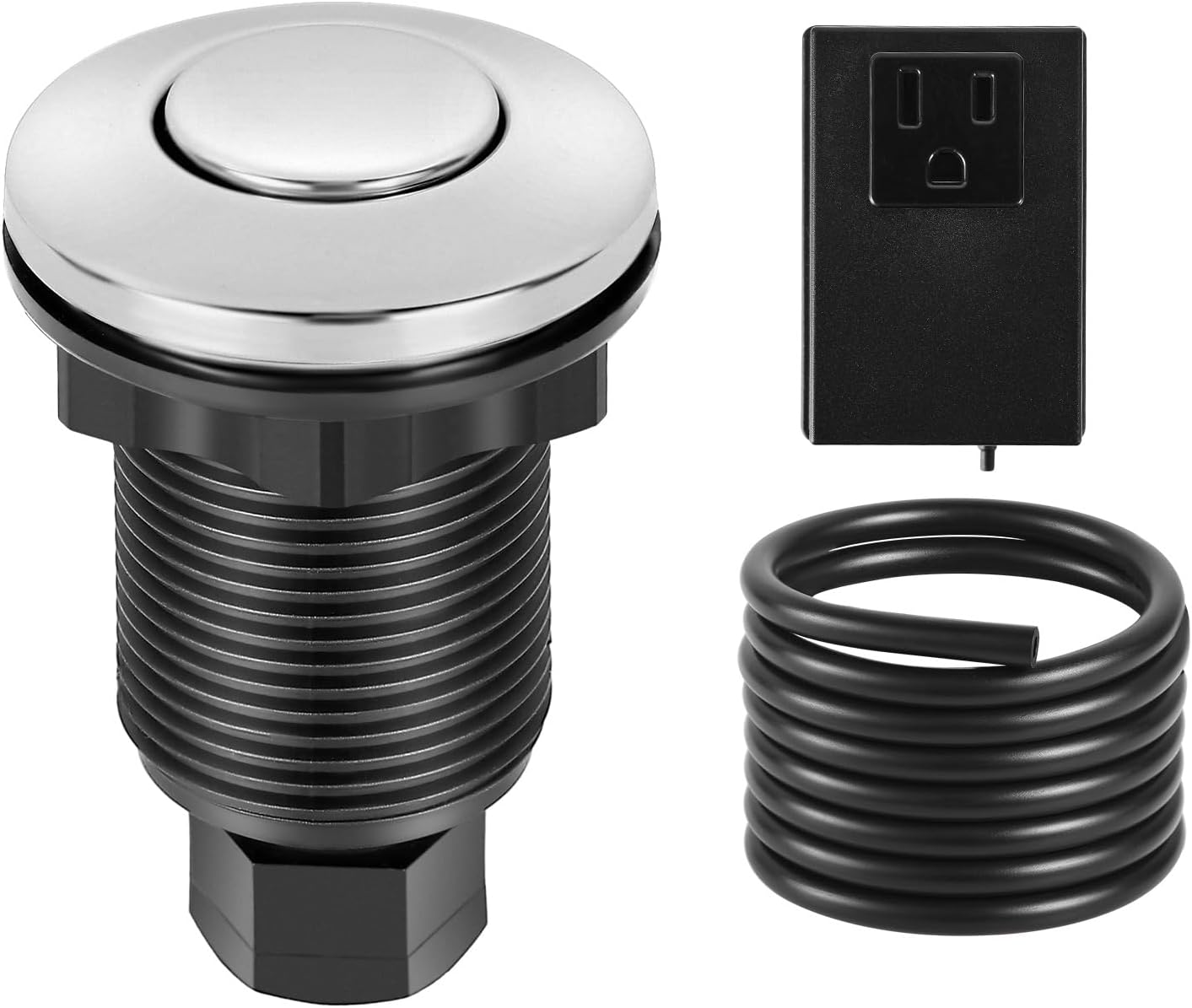 VEVOR Garbage Disposal Air Switch Kit, 2.5" Sink Top Air Switch for Food Waste Disposal, Polished Stainless Steel ON/OFF Air Push Button for Waste Disposer - Suitable for Stainless Steel Countertops