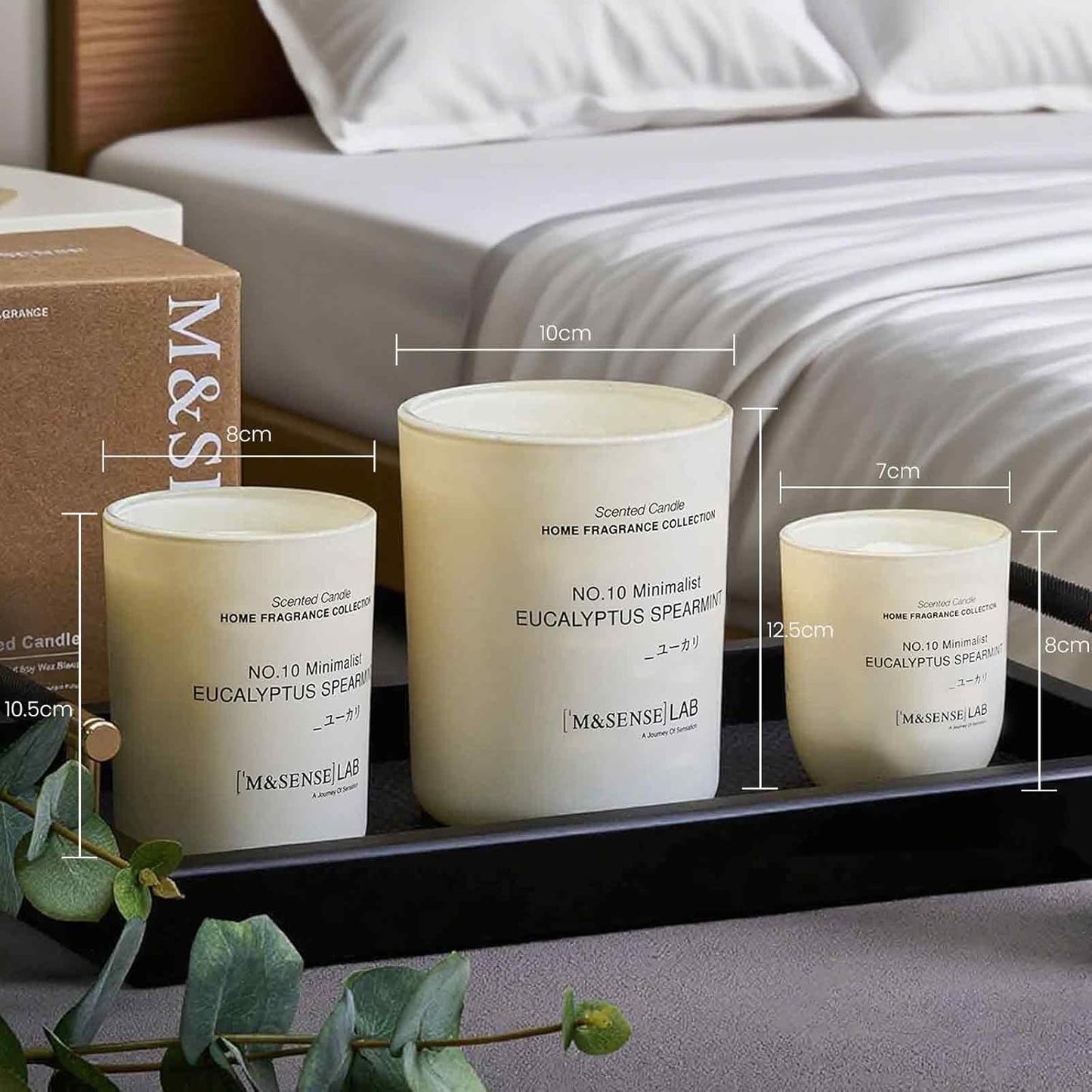 M&SENSE Natural Soy Candle| Eucalyptus Spearmint | 16.6 oz, 95H Burn | Minimalist Scented Candle for Relaxation, Gifting, Home Décor | for Bedroom, Office, Party Large