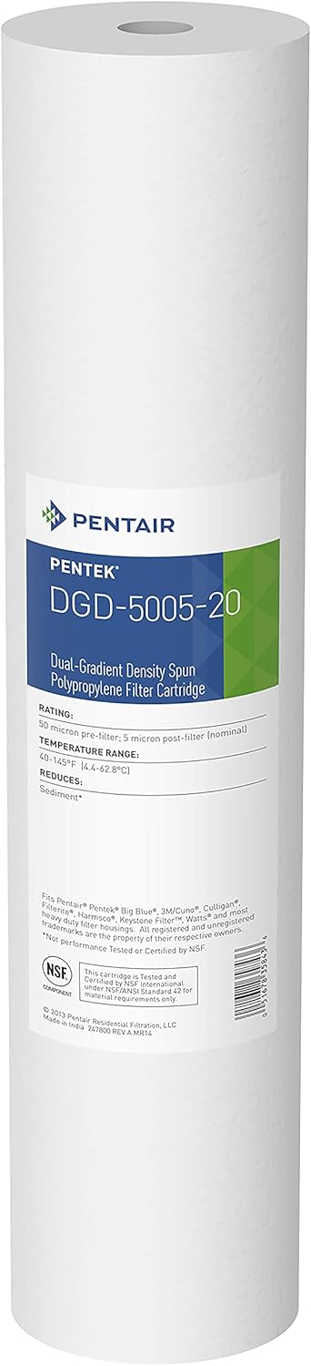 Pentair Pentek Big Blue Filter Housing Bundle with DGD-5005-20 Big Blue Water Filter Cartridge