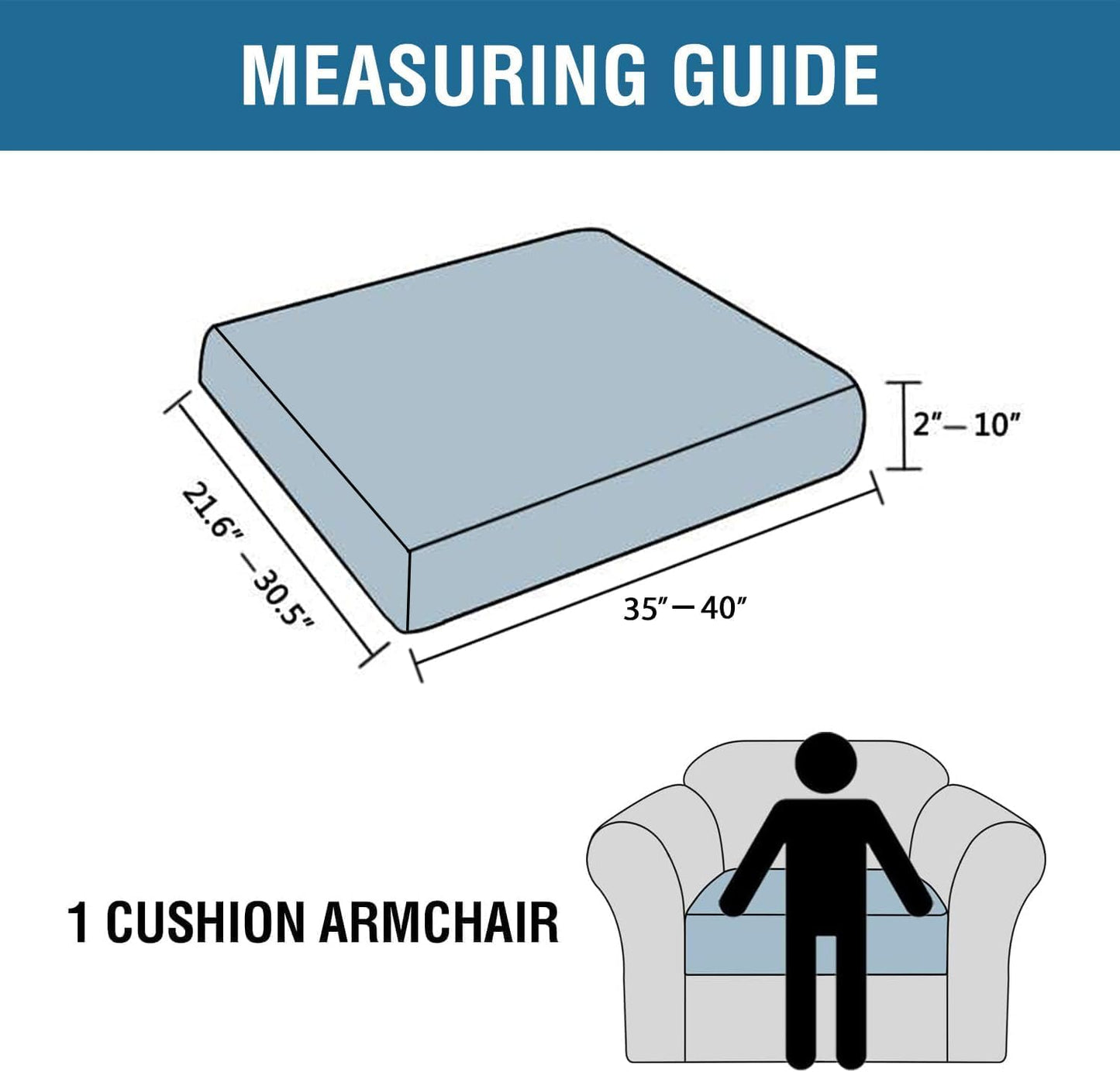 H.VERSAILTEX Super Stretch Individual Seat Cushion Covers Sofa Covers Couch Cushion Covers Slipcover Sets Thick Jacquard Textured Twill Fabric (1 Piece Chair Cushion Cover, Loden Frost)