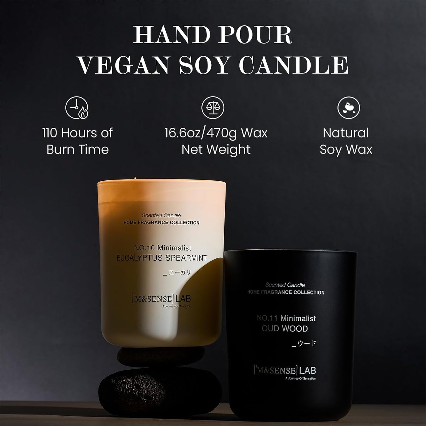 M&SENSE Natural Soy Candle| Pink Jasmine Blossom | 5.3 oz | Minimalist Scented Candle for Relaxation, Gifting, Home Décor | for Bedroom, Office, Party Small