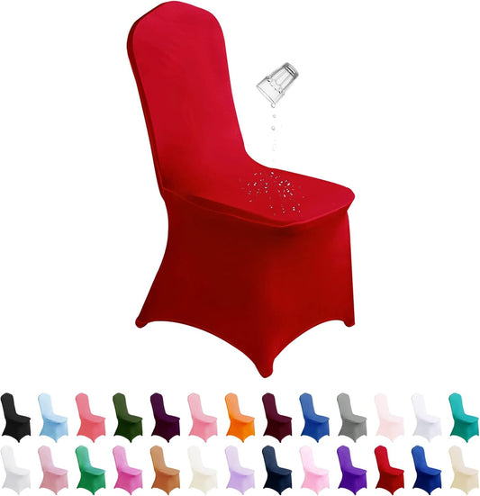 SUPERO Red Waterproof Polyester Spandex Chair Cover (100PCS, Universal Fit, Protector, for Party, Banquet, Wedding Event, Hotel)