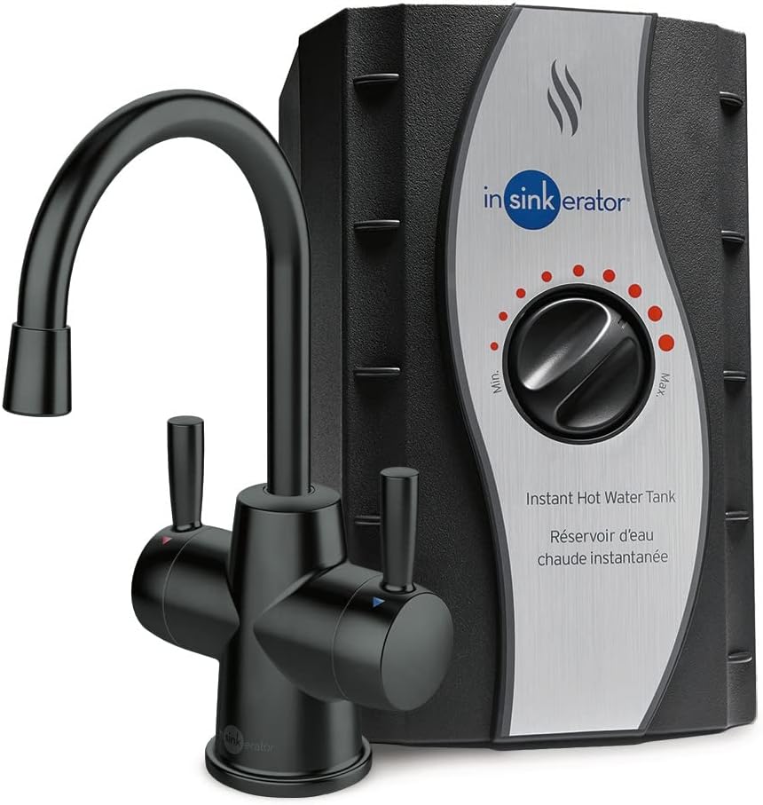 InSinkErator Stainless Steel Tank, HC250MBLK-SS HOT250 System & STC-MTBLK Push SinkTop Switch Button, Matte Black