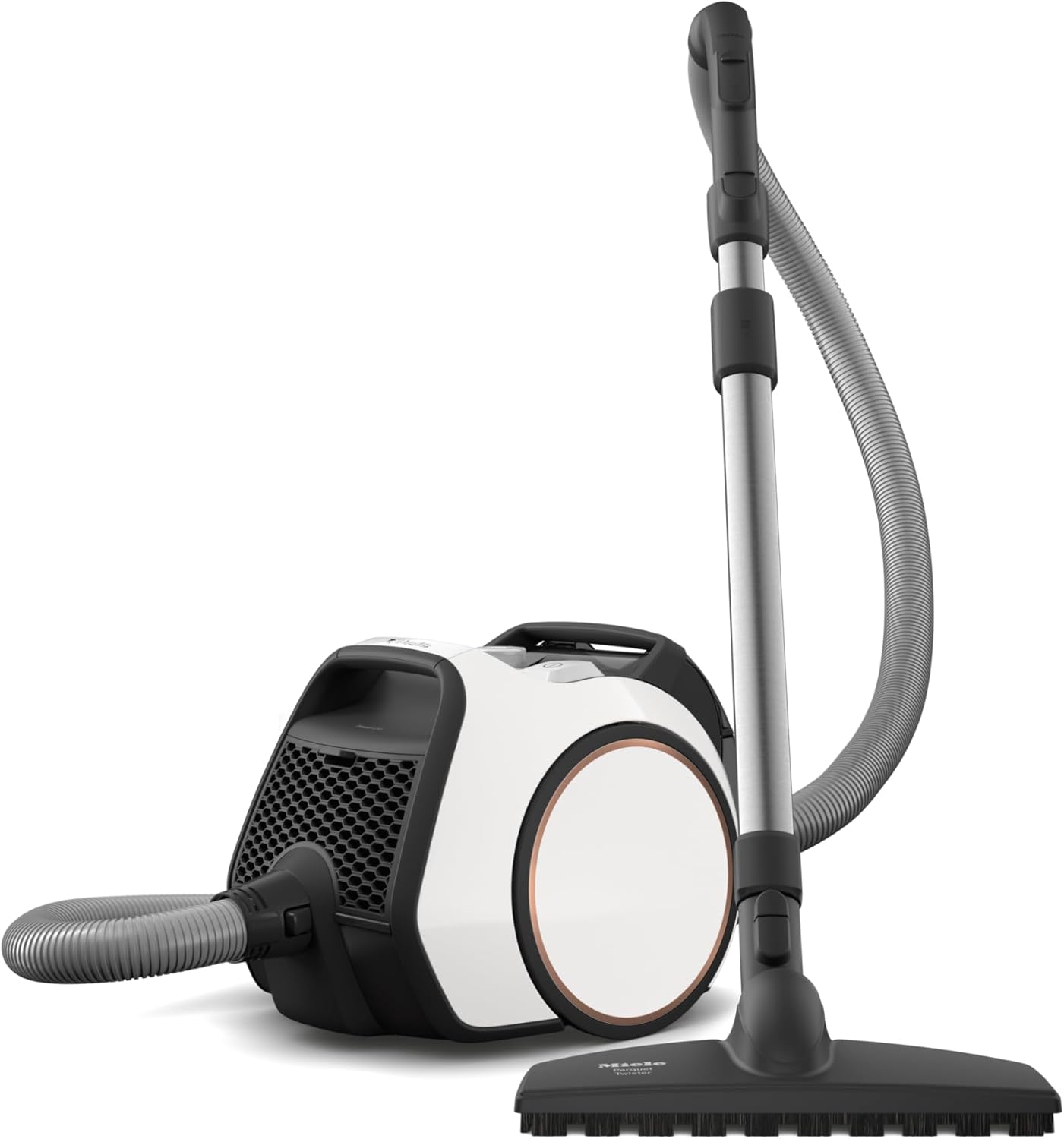 Miele Boost CX1 Parquet - Bagless Canister Vacuum Cleaner, Lightweight, Compact and Corded with Vortex Technology and HEPA AirClean Filter, in White/Rose