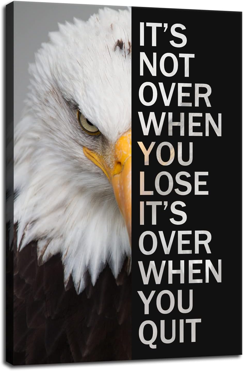 WYJZDZQ8 Animal Motivational Canvas Office Print Wall Art Eagle Inspirational Picture Animal Poster Painting Modern Inspiring Artwork for Home Living Room Office Decor Ready to Hang [12''W x 18''H]