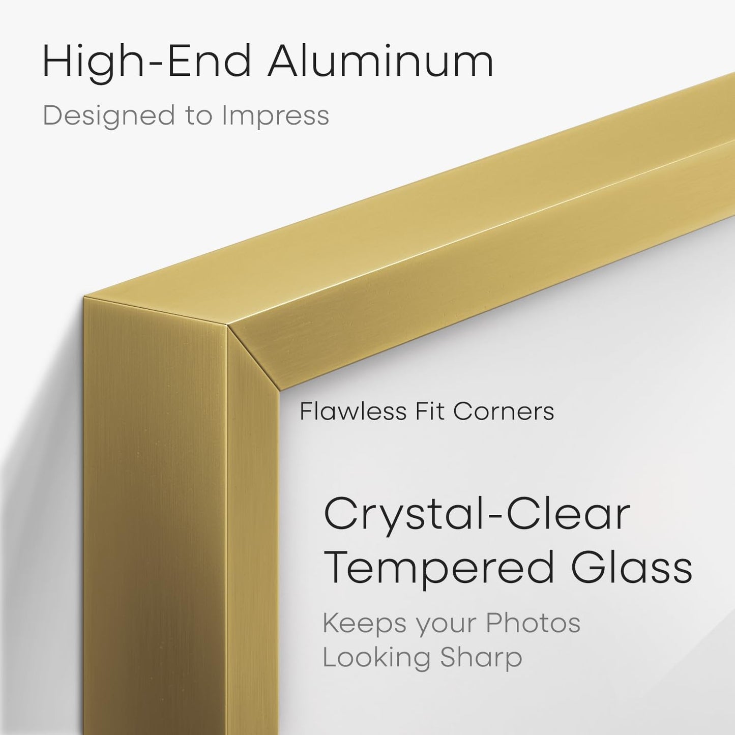 Homeforia 12x16 Picture Frame Gold, High End Metal 12x16 Poster Frames with Mat 9x12 for Photo, 12 x 16 Gold Frame Matted to 9 by 12 Print, 16x12 Thin Hanging Frame, Tempered Glass, Wall Kit, Set of 1