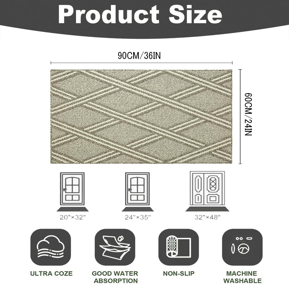Door Mat Indoor Entrance, Large Welcome Mat Outdoor, Non Slip Front Door Mat Entryway (23“X35”)