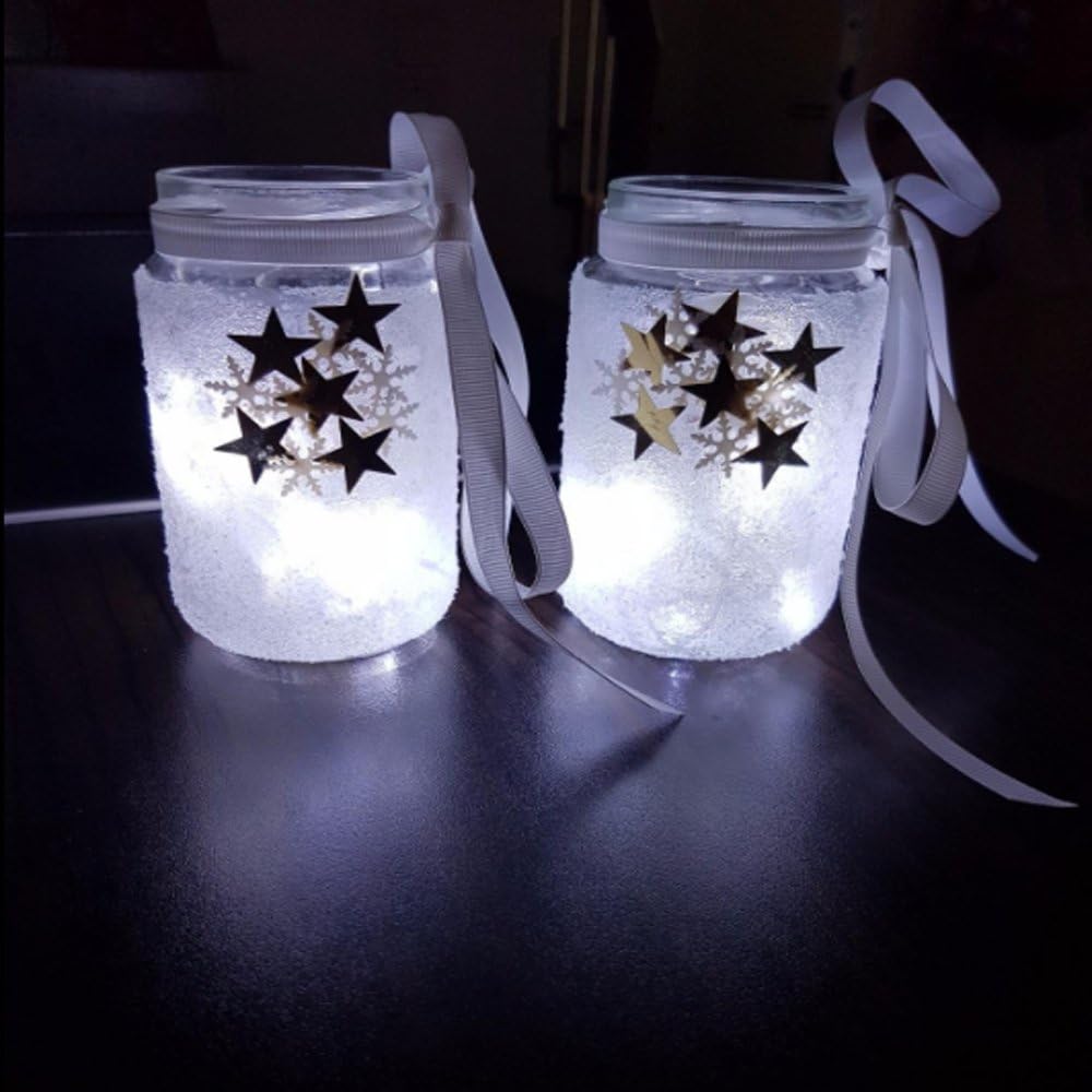 2 x 50LEDs Fairy Lights Battery Operated, Silver Wire 2 Mode 16.4Ft Chains String Lights for Bedroom Christmas Party Decoration (Cool White, 16.4)