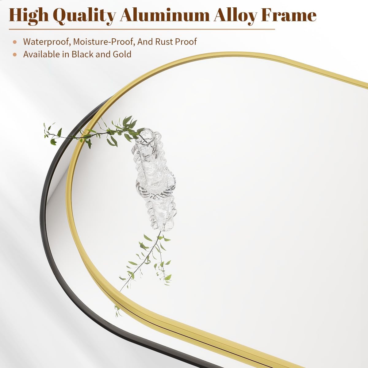 BEAUTYPEAK 24"x36" Arch Bathroom Mirror, Wall Mounted Vanity Metal Frame Mirror for Bedroom, Entryway, Living Room, Gold