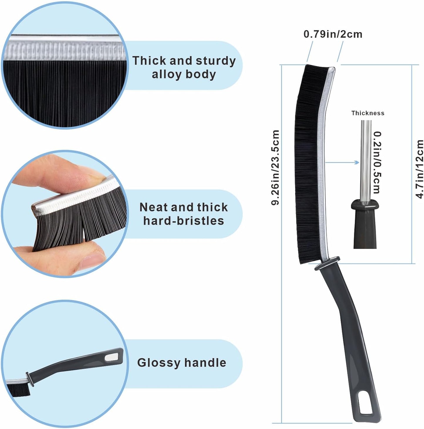 2 PCs Hard-bristled Crevice Cleaning Brush, Gap Cleaning Brush, Grout Brush for Kitchen, Bathroom, Bathtubs