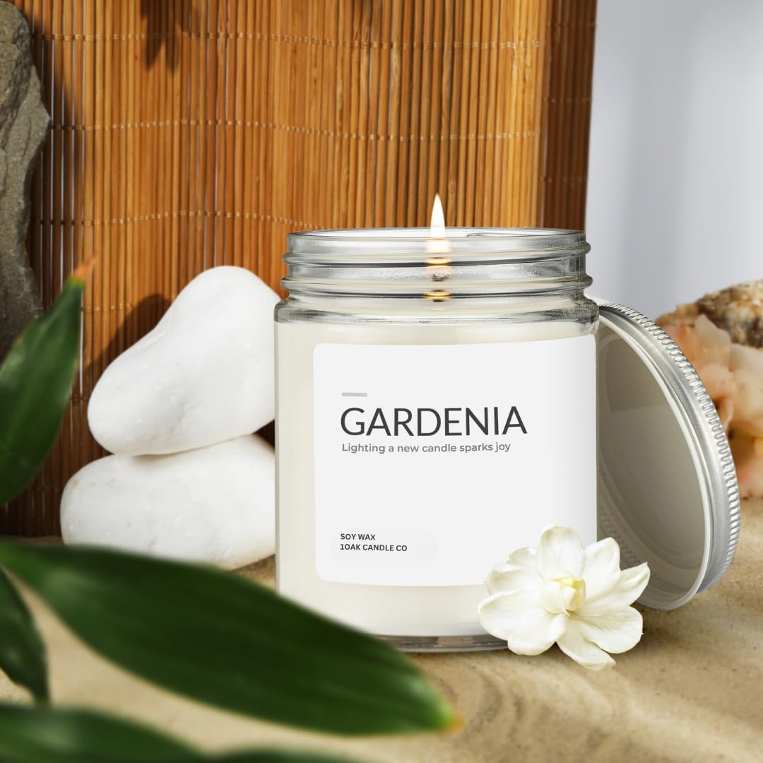 1OAK Soy Wax Scented Candles (Gardenia) - Long Burning Premium Hand-Poured (7oz.)