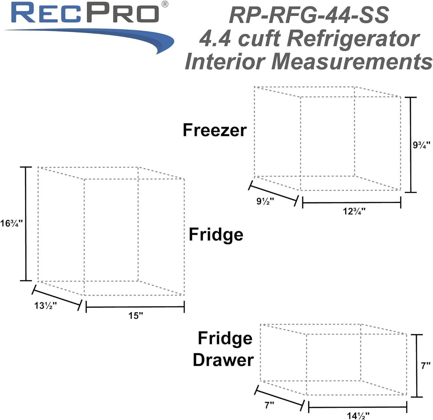 RecPro 4.4 Cu Ft RV Refrigerator | 12V Stainless Steel Fridge with Freezer | Frost-Free, Adjustable Shelves, Built-In Lock, Reversible Door | Off-Grid Ready Camper Fridge with Can Holder