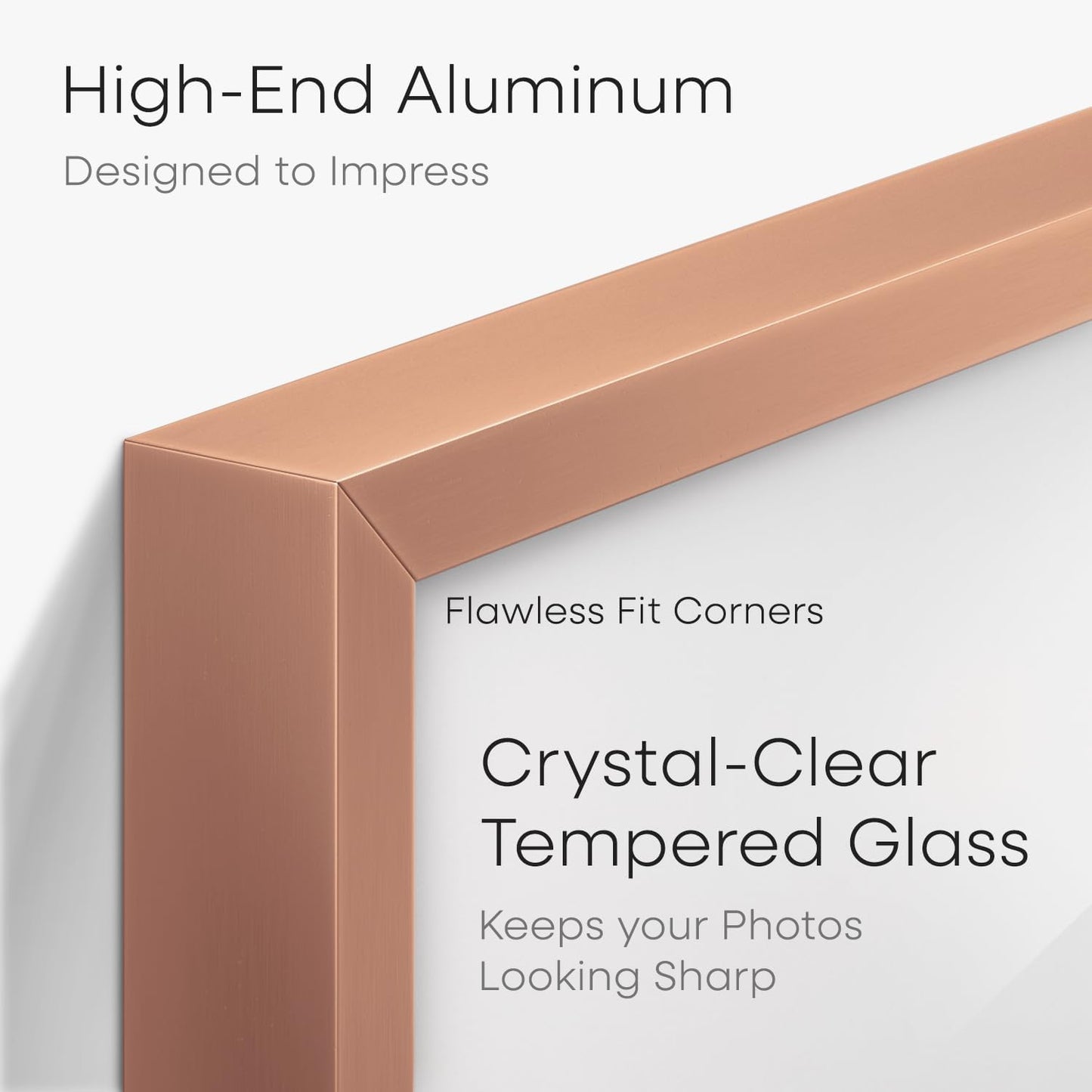 Homeforia 13x19 Picture Frame Rose Gold, High End Metal 13x19 Poster Frames with Mat 11x17 inch Photo, 13 x 19 Rose Gold Frame Matted to 11 by 17 Print, 19x13 Frame, Tempered Glass, Wall Kit, Set of 1