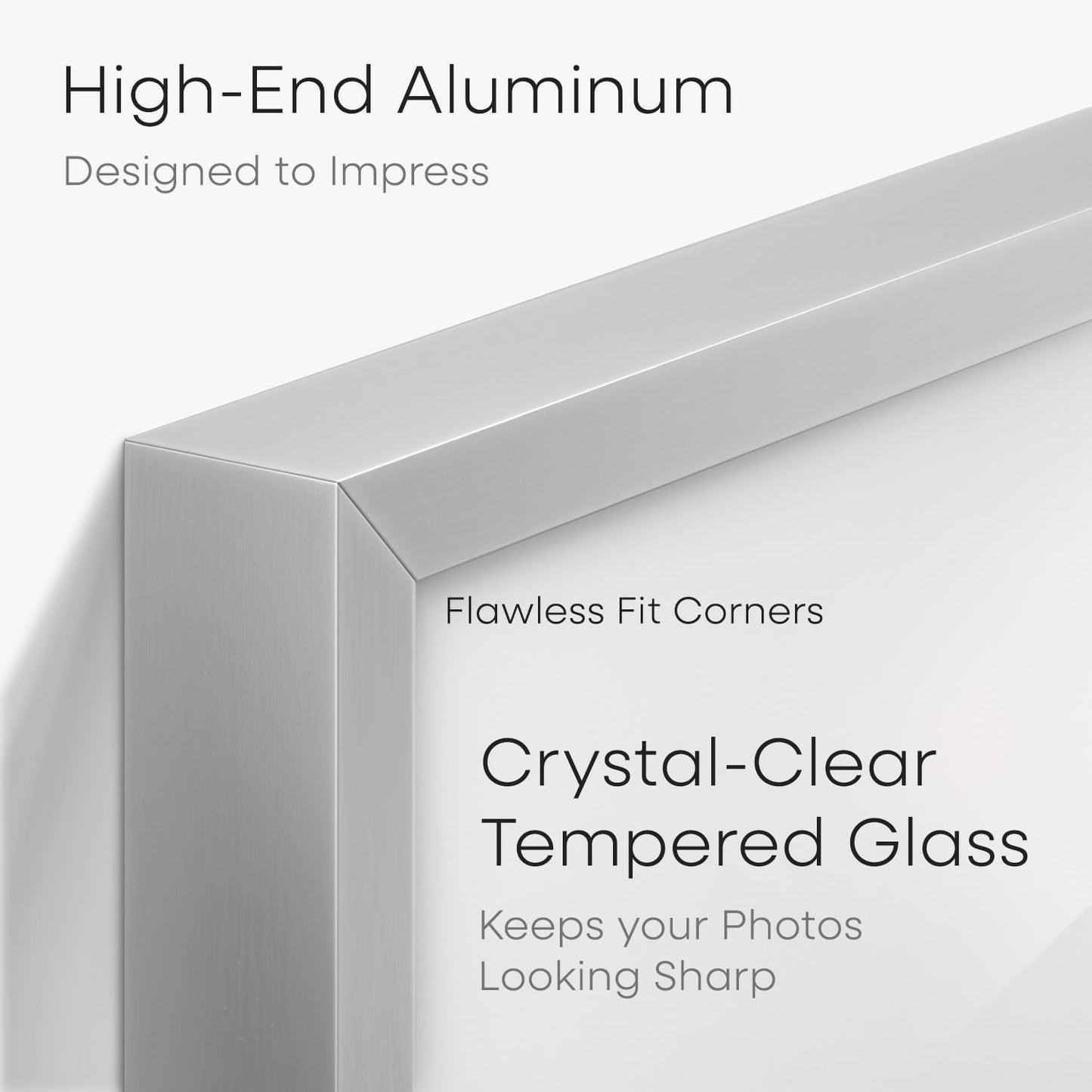 Homeforia Silver 8x12 Picture Frame, High End Metal 8 x 12 Poster Frames with Mat 6 by 8 for Photo, 12x8 Frame Matted to 6x8 inch Art, 8by12 Wall or Tabletop Frames, Tempered Glass, Wall Kit, Set of 1