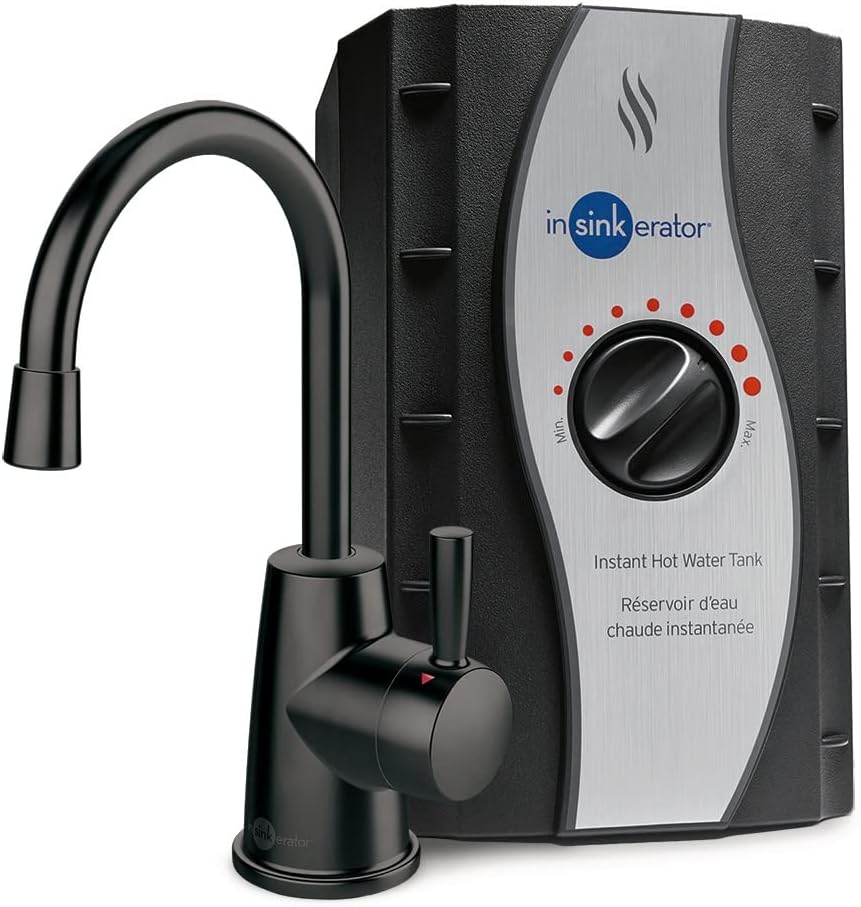 InSinkErator Stainless Steel Tank, H250MBLK-SS HOT250 System, Single-Handle Matte Black Faucet & F-2000S Premium Under Sink Water Filtration System for Instant Hot